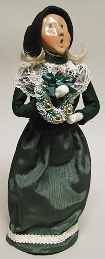 Victorian Assorted Carolers Woman With Wreath Green Dress - No Box by Byers' Choice Ltd-1