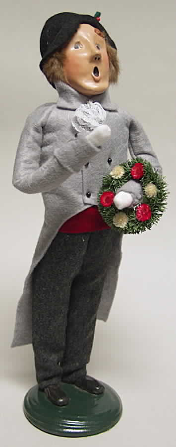 Victorian Assorted Carolers Man With Wreath-Grey - No Box 108 by Byers' Choice Ltd-1