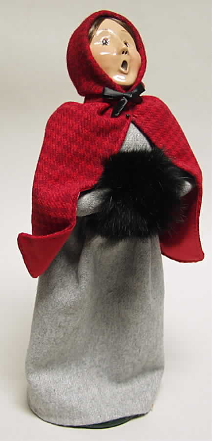 Traditional Assorted Carolers Woman With Muff Red Cape Grey Dress - No Box by Byers' Choice Ltd-1