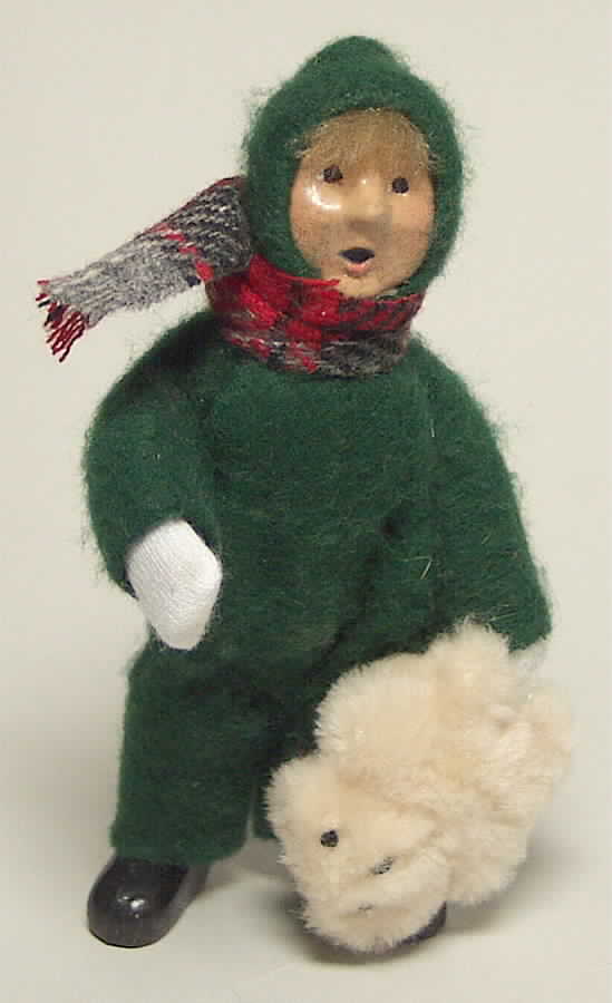 Traditional Assorted Carolers Toddler With Bear Green Snowsuit - No Box by Byers' Choice Ltd-1