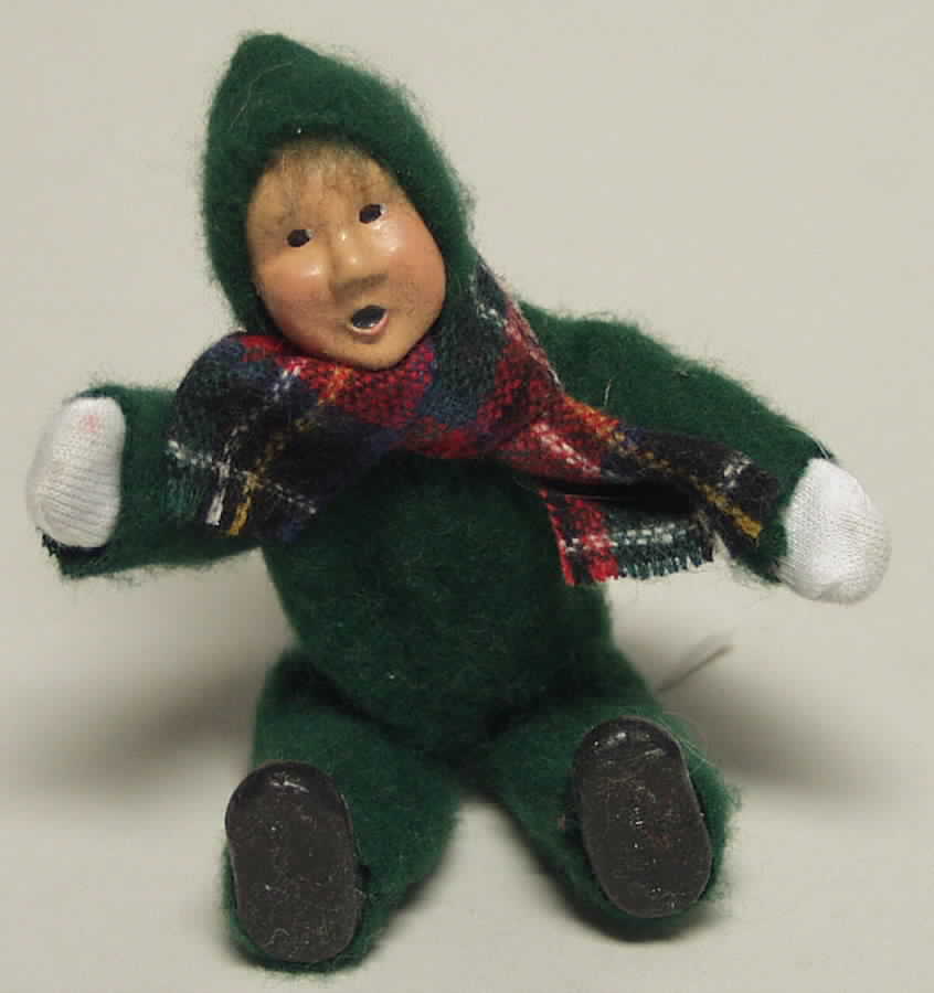 Winter Outdoor Activities Toddler In Green Snowsuit - No Box by Byers' Choice Ltd-1