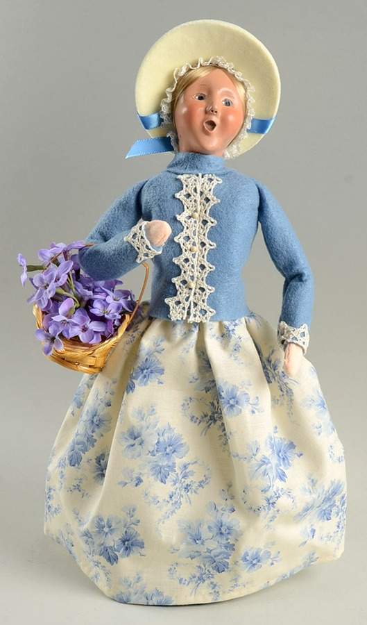 Spring & Summer Carolers Woman In Blue With Flower Basket - No Box by Byers' Choice Ltd-1
