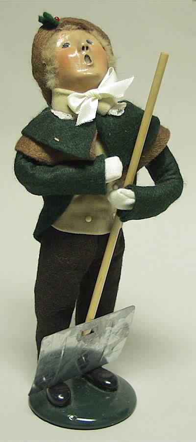 Victorian Assorted Carolers Boy With Shovel-Green & Brown - No Box by Byers' Choice Ltd-1