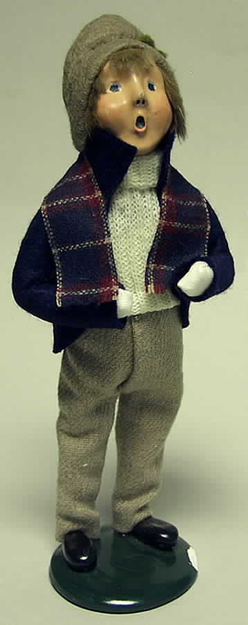 Traditional Assorted Carolers Boy In Blue Coat With Plaid Scarf - No Box by Byers' Choice Ltd-1