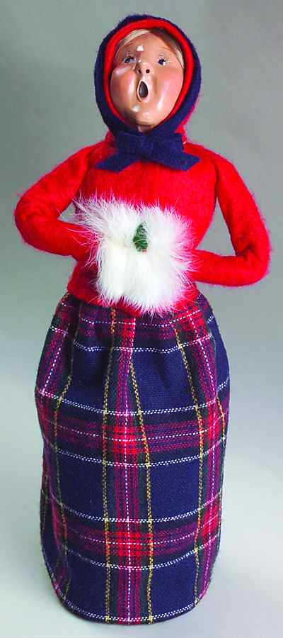 Traditional Assorted Carolers Woman With Muff-Red Coat Plaid Skirt - No Box by Byers' Choice Ltd-1