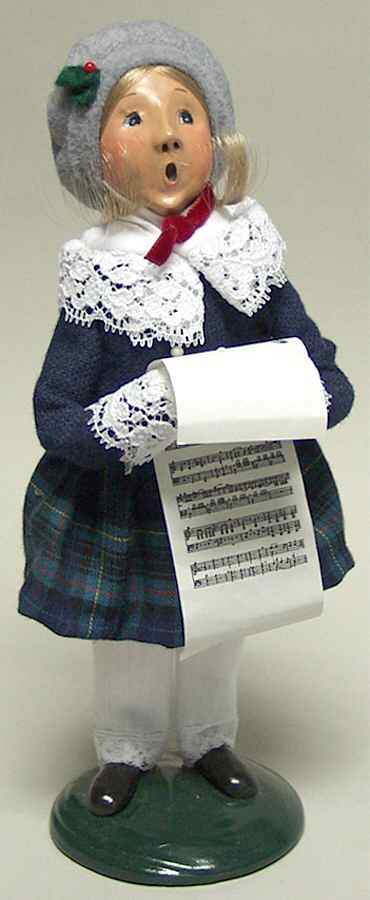 Traditional Assorted Carolers Girl With Music-Blue Coat Lace Trim - No Box by Byers' Choice Ltd-1