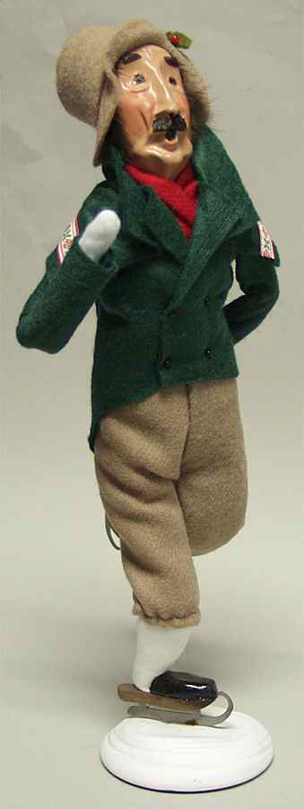 Winter Outdoor Activities Skater Man-Green Coat - No Box by Byers' Choice Ltd-1