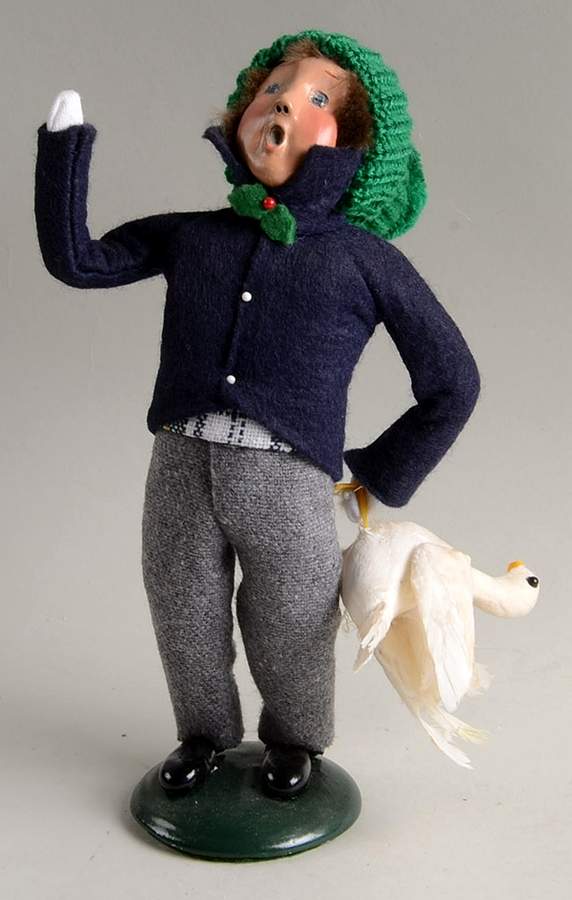 Traditional Assorted Carolers Boy With Goose-Blue Coat - No Box by Byers' Choice Ltd-1