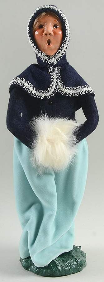 Victorian Assorted Carolers Woman With Muff-Blue Silver Trim - No Box by Byers' Choice Ltd-1