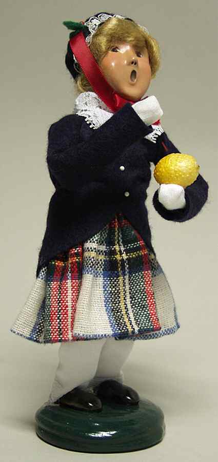 Traditional Assorted Carolers Girl With Lemon-Blue Coat Lace Collar - No Box by Byers' Choice Ltd-1