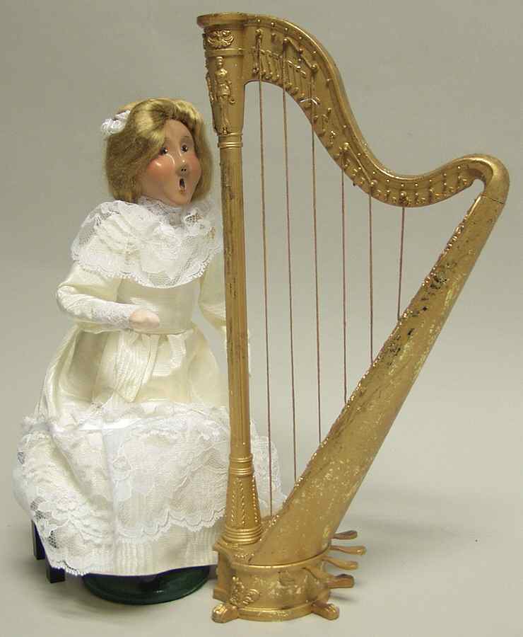 Musicians Harpist-Woman With Harp - No Box by Byers' Choice Ltd-1