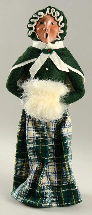 Traditional Assorted Carolers Woman With White Muff-Green Hood - Nb1092, No Box by Byers' Choice Ltd-1