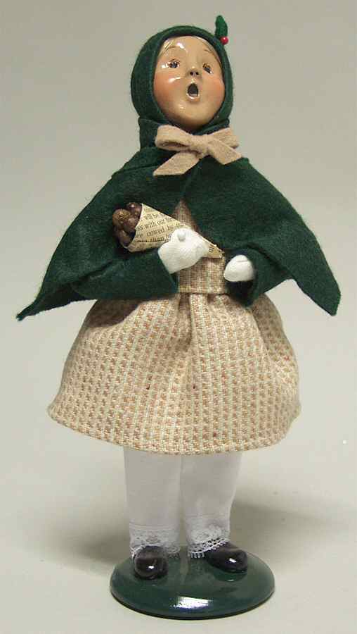 Traditional Assorted Carolers Girl With Chestnuts-Green Cape - No Box by Byers' Choice Ltd-1