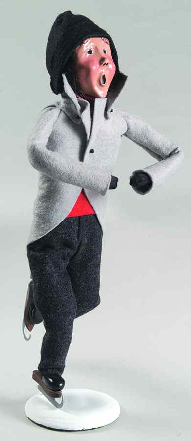 Winter Outdoor Activities Skater Man-Grey Coat - No Box by Byers' Choice Ltd-1