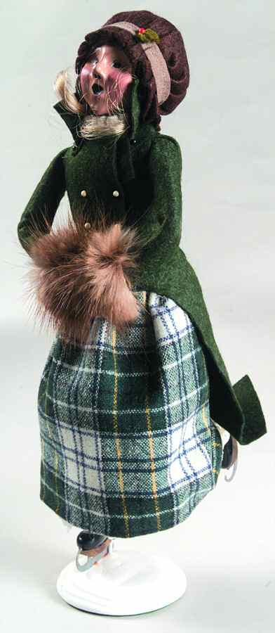 Winter Outdoor Activities Skater Woman-Green Coat - No Box by Byers' Choice Ltd-1