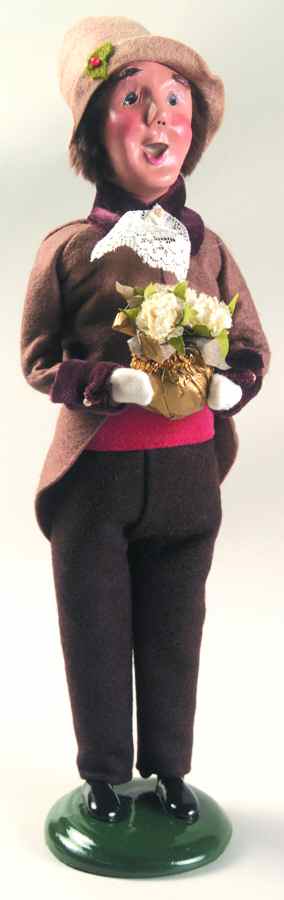 Traditional Assorted Carolers Victorian Man With Flowers-Pink - No Box by Byers' Choice Ltd-1