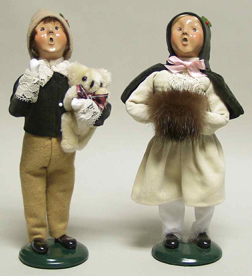 Victorian Assorted Carolers Boy And Girl With Muff And Teddy Bear - No Box by Byers' Choice Ltd-1