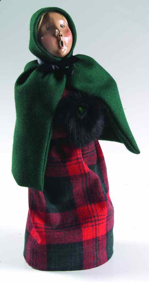 Traditional Assorted Carolers Woman With Muff-Green Cape - No Box by Byers' Choice Ltd-1