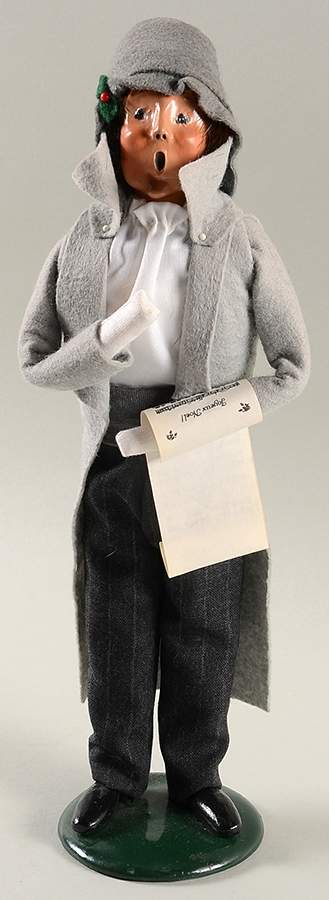Victorian Assorted Carolers Man With Music-Grey Coat - No Box by Byers' Choice Ltd-1