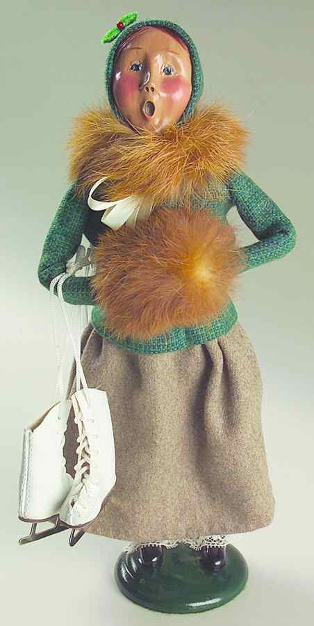 Traditional Assorted Carolers Teen Girl With Skates-Green Fur Trim - No Box by Byers' Choice Ltd-1