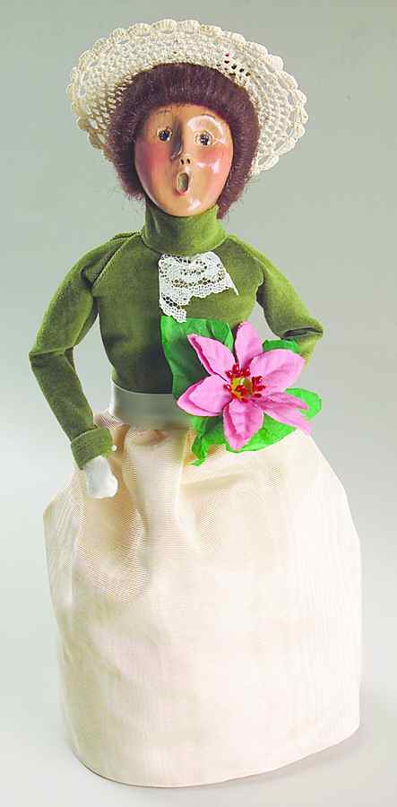 Traditional Assorted Carolers Victorian Woman With Poinsettia-Green - No Box by Byers' Choice Ltd-1