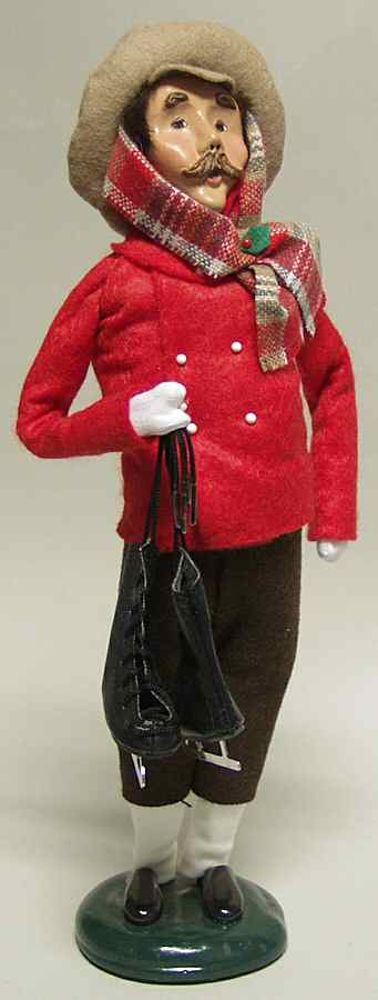 Traditional Assorted Carolers Mustache Man With Skates-Red - No Box by Byers' Choice Ltd-1