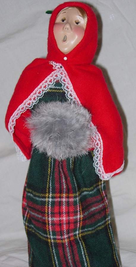 Traditional Assorted Carolers Woman With Muff Red Cape Lace Trim - Nb811, No Box by Byers' Choice Ltd-1