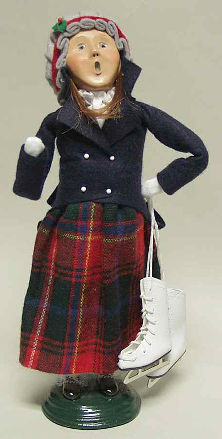 Winter Outdoor Activities Woman With Skates-Blue Coat - No Box by Byers' Choice Ltd-1