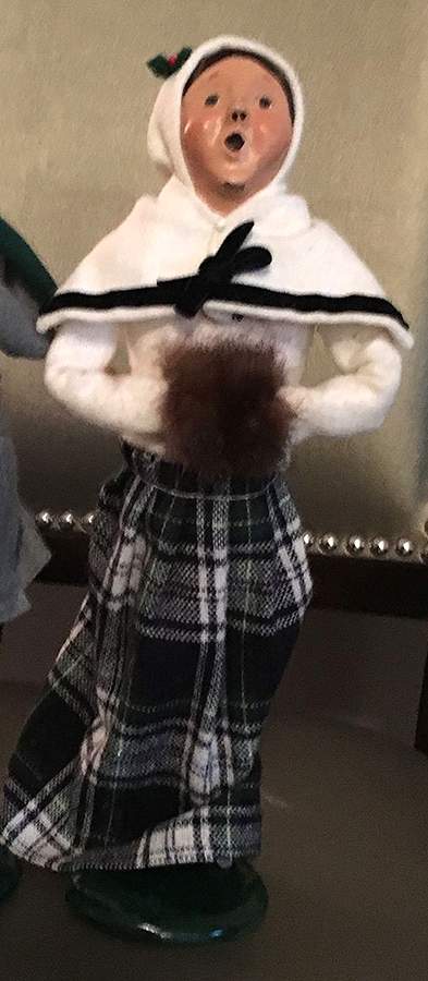 Traditional Assorted Carolers Woman With Muff-White Coat Black Trim - Nb1025, No Box by Byers' Choice Ltd-1