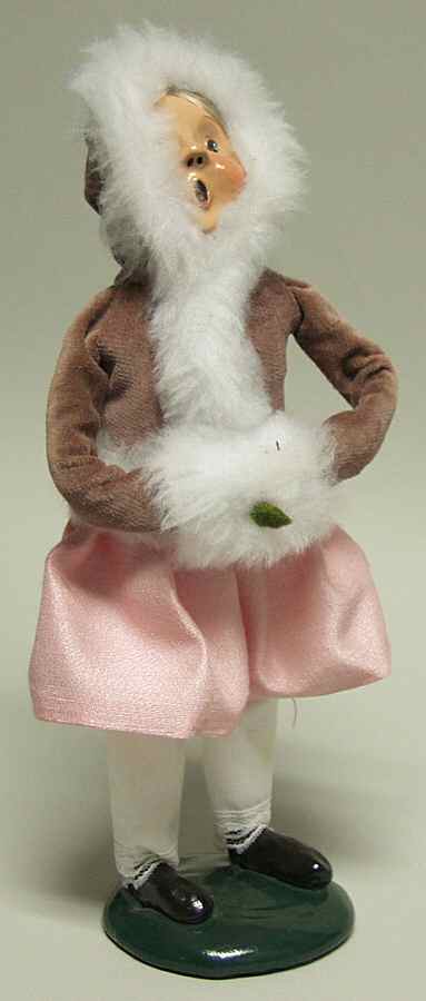 Victorian Assorted Carolers Girl With Muff-Pink Fur Lined Coat - No Box by Byers' Choice Ltd-1