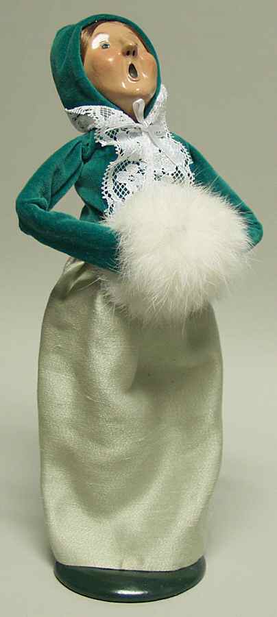 Victorian Assorted Carolers Woman With Muff-Green - No Box by Byers' Choice Ltd-1