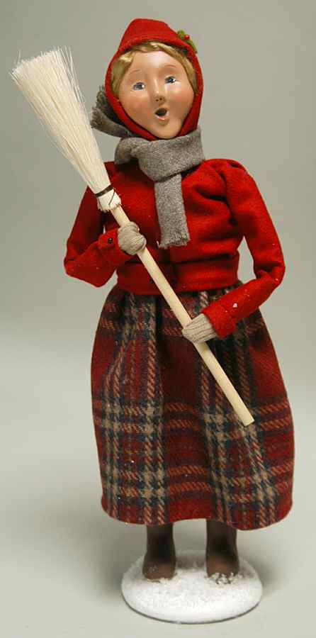 Specialty Families Building Snowman-Woman With Broom - No Box by Byers' Choice Ltd-1
