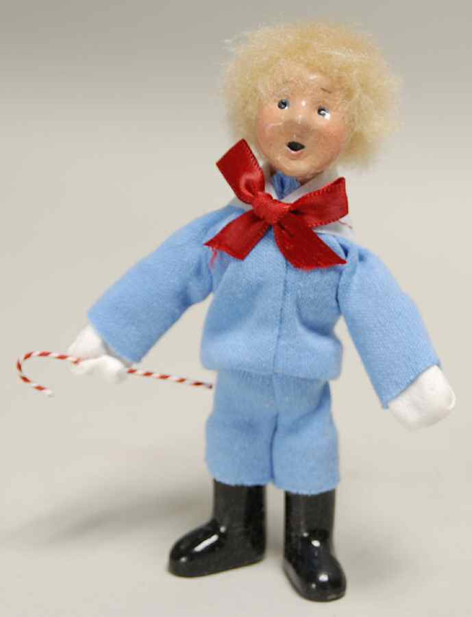 Victorian Assorted Carolers Toddler With Candy Cane-Blue - No Box by Byers' Choice Ltd-1