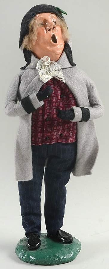 Traditional Assorted Carolers Man With Grey Coat-Lace Ascot - No Box Nb1214 by Byers' Choice Ltd-1