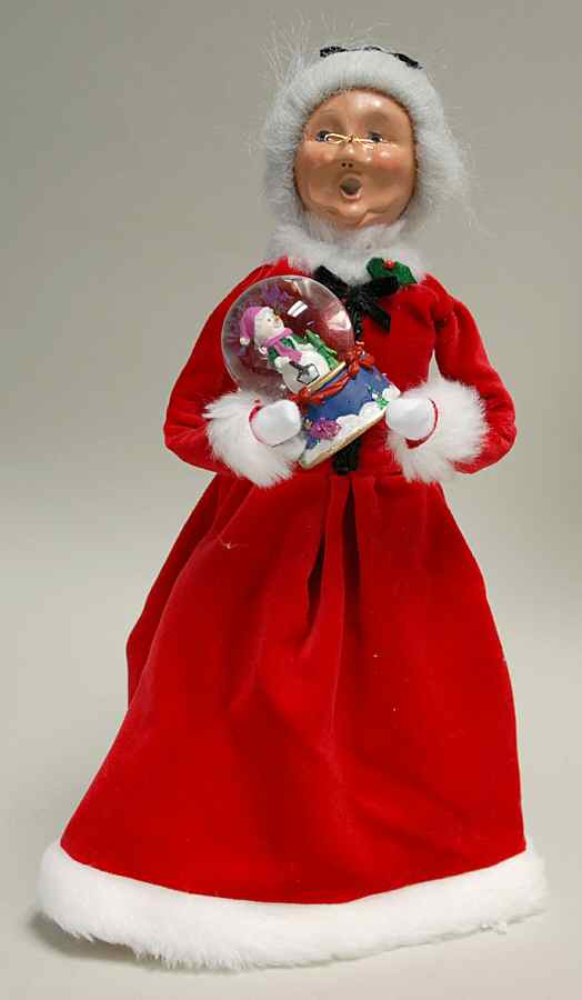 Santa & Mrs Claus Mrs Claus With Waterglobe - No Box by Byers' Choice Ltd-1