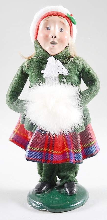 Traditional Assorted Carolers Girl With Muff-Green Coat Lace - Nb1002, No Box by Byers' Choice Ltd-1