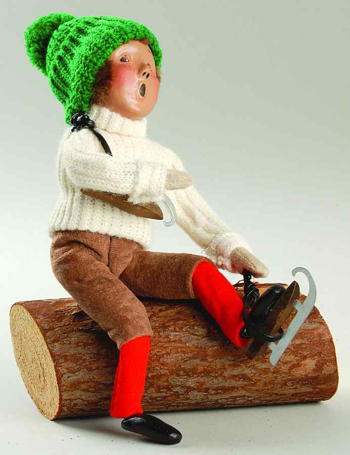 Specialty Carolers Skater Boy On Log - No Box by Byers' Choice Ltd-1