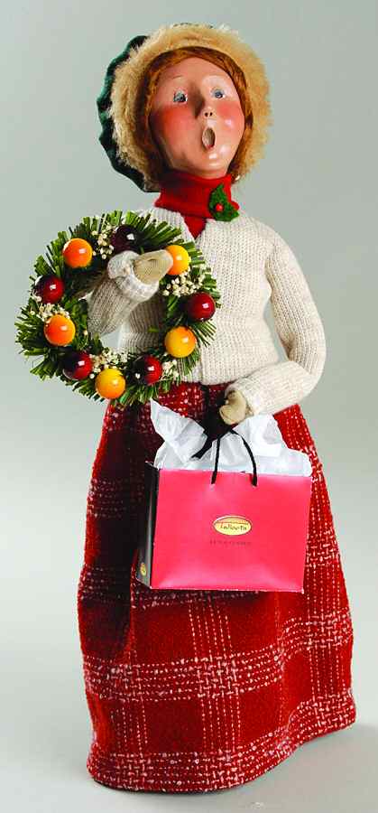 Talbots Carolers Woman With Wreath And Talbot Shopping Ba - No Box by Byers' Choice Ltd-1