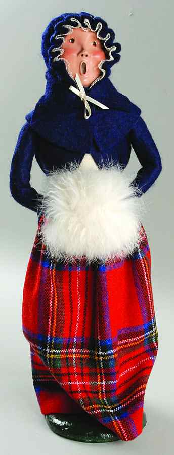Traditional Assorted Carolers Woman With Muff-Blue Coat/Plaid Skirt - No Box by Byers' Choice Ltd-1