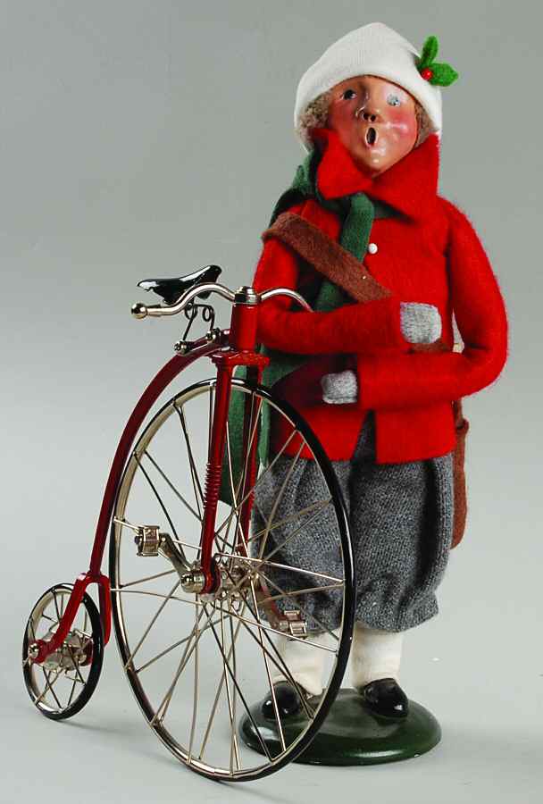 Street Vendors Newspaper Boy With Penny Farthing Bike - No Box by Byers' Choice Ltd-1