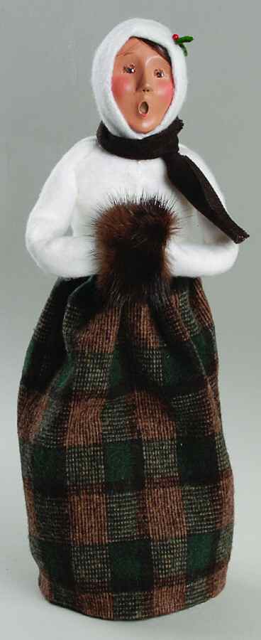 Traditional Assorted Carolers Woman With Muff-White Hood - No Box by Byers' Choice Ltd-1