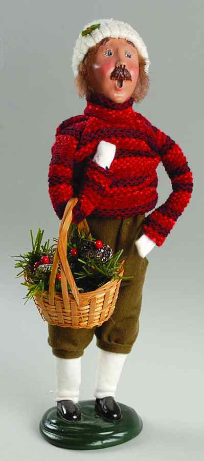 Traditional Assorted Carolers Man With Basket Of Greenery - No Box by Byers' Choice Ltd-1