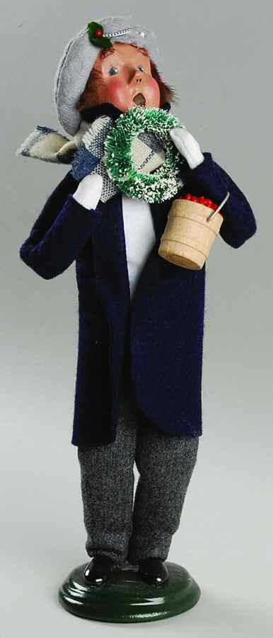 Traditional Assorted Carolers Man With Wreath & Bucket - No Box by Byers' Choice Ltd-1