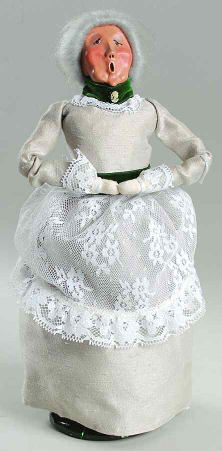 Victorian Assorted Carolers Grandmother-White Dress Green Trim - No Box by Byers' Choice Ltd-1