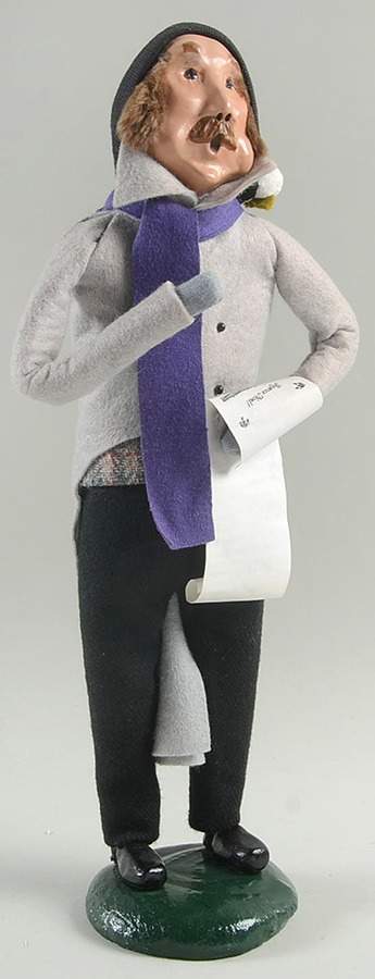 Traditional Assorted Carolers Mustache Man With Music-Grey - No Box Nb1212 by Byers' Choice Ltd-1