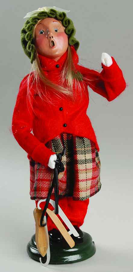 Traditional Assorted Carolers Girl With Skates-Green Cap - No Box by Byers' Choice Ltd-1