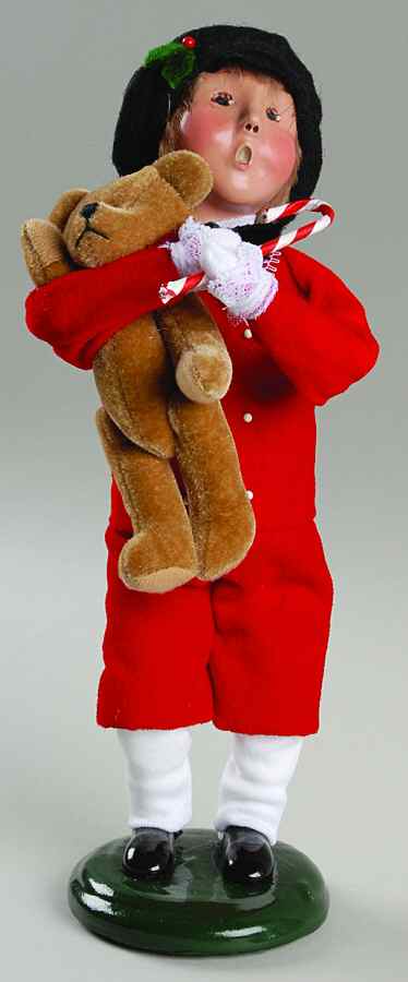 Traditional Assorted Carolers Boy With Toy Teddy Bear-Red Suit - No Box by Byers' Choice Ltd-1