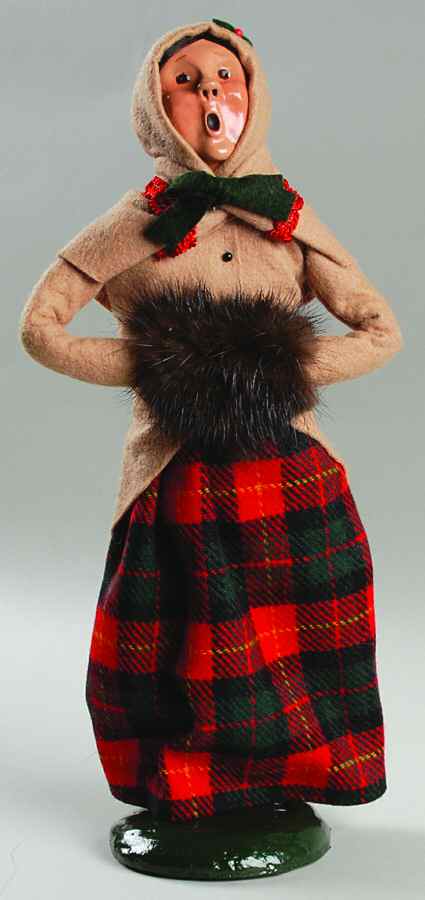 Traditional Assorted Carolers Woman With Muff-Tan Coat Red Trim - No Box by Byers' Choice Ltd-1
