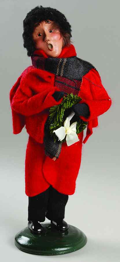 Traditional Assorted Carolers Teen Boy With Wreath-Red Coat - No Box by Byers' Choice Ltd-1