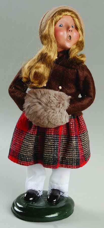 Traditional Assorted Carolers Girl With Muff-Brown Coat - No Box by Byers' Choice Ltd-1